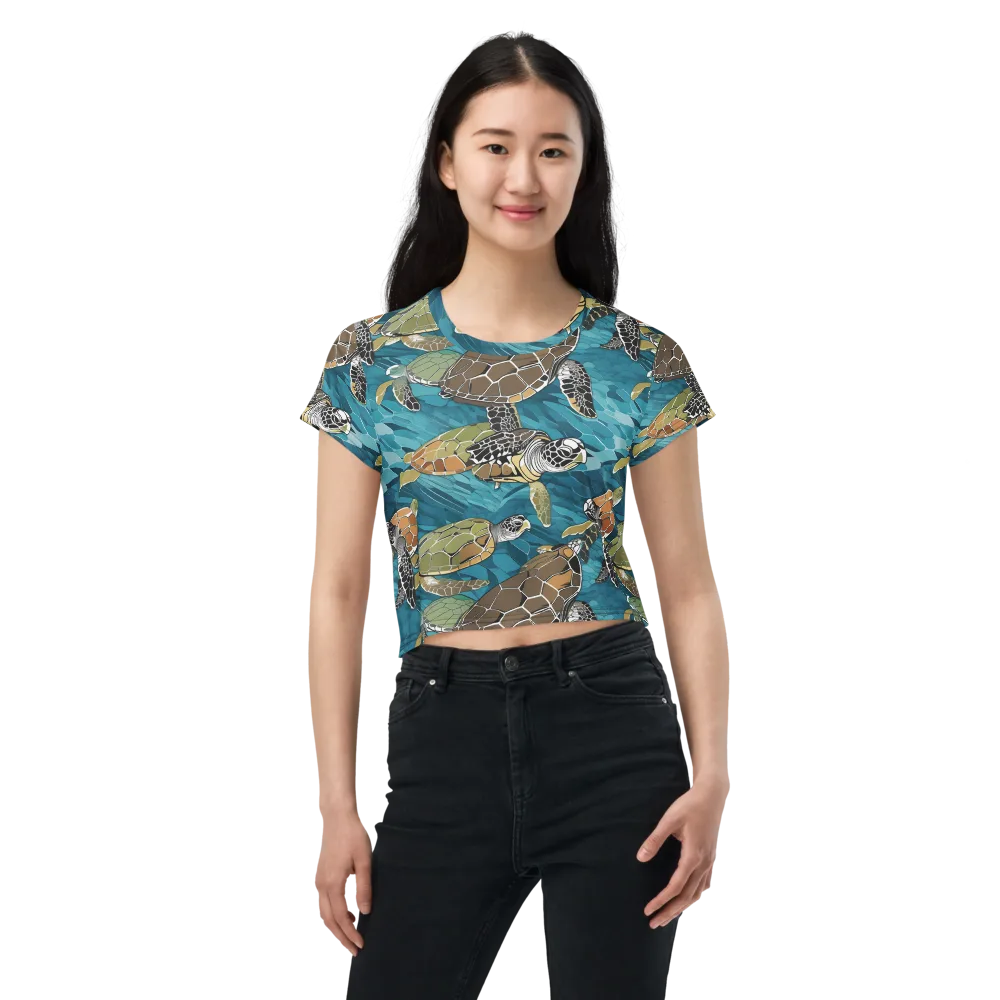 Ocean Mosaic on Crop Tee — Front