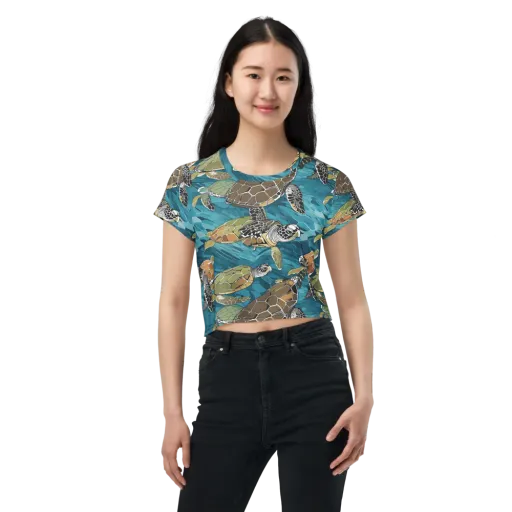 Ocean Mosaic on a Crop Tee