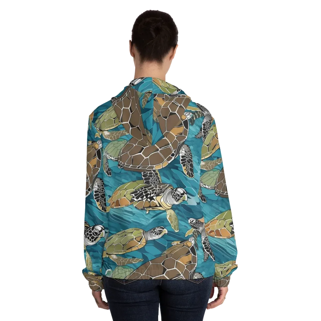 Ocean Mosaic on Women's Full-Zip Hoodie — Back On Person