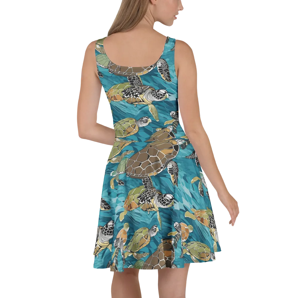 Ocean Mosaic on Skater Dress — Back