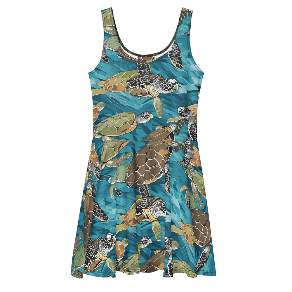 Ocean Mosaic on Skater Dress — Front