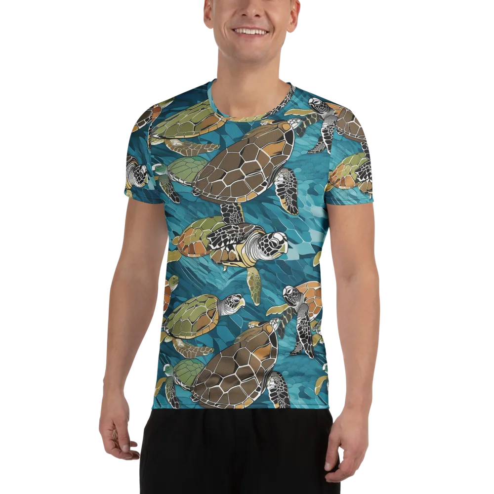 Ocean Mosaic on Men's Athletic T-Shirt — Front