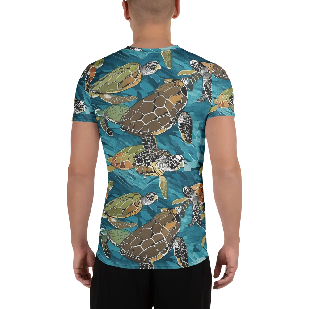 Ocean Mosaic on Men's Athletic T-Shirt — Back