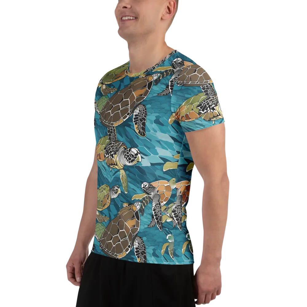 Ocean Mosaic on Men's Athletic T-Shirt — Left
