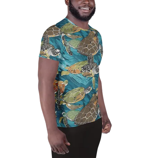 Ocean Mosaic on a Men's Athletic T-Shirt