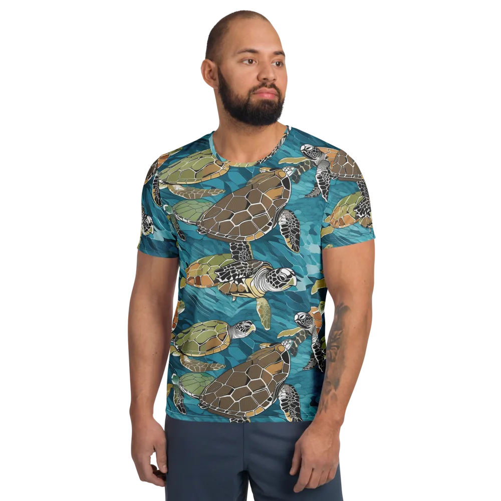 Ocean Mosaic on Men's Athletic T-Shirt — Front