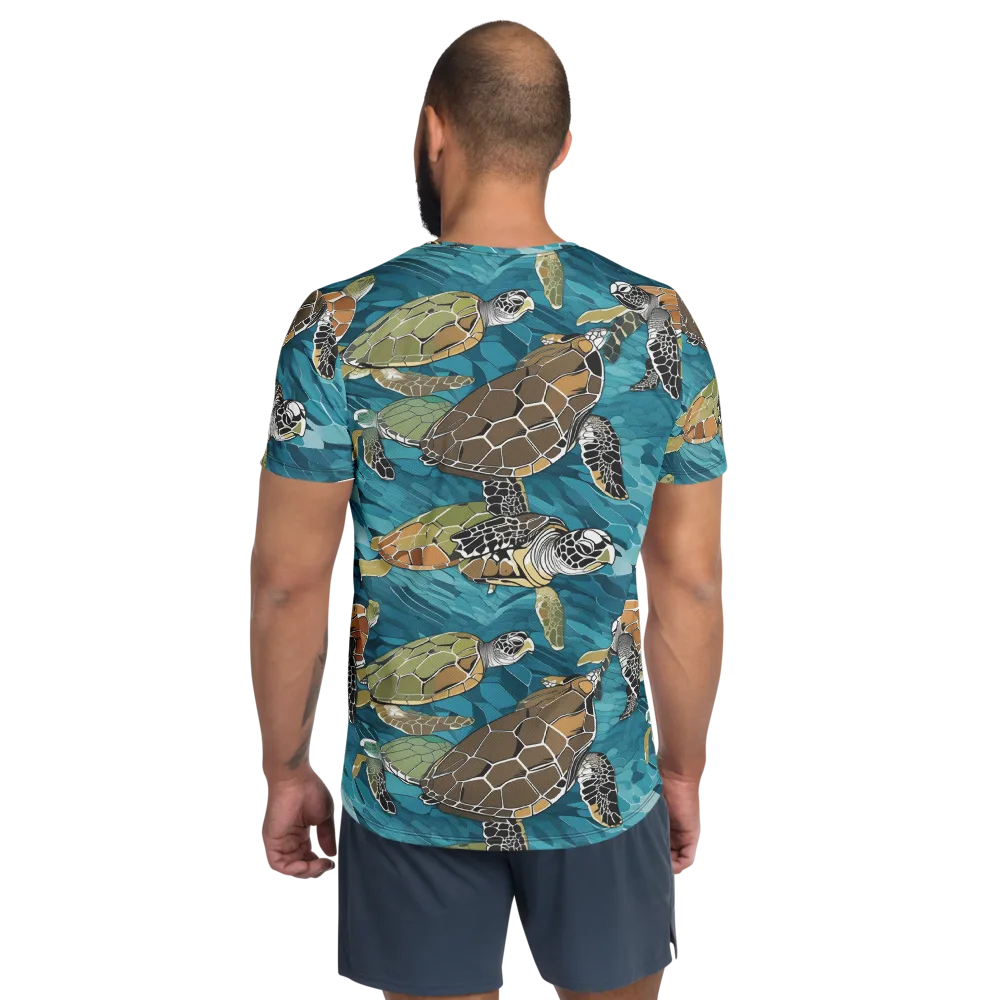 Ocean Mosaic on Men's Athletic T-Shirt — Back