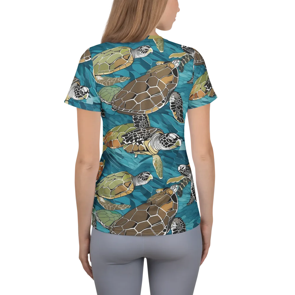 Ocean Mosaic on Women's Athletic T-Shirt — Back