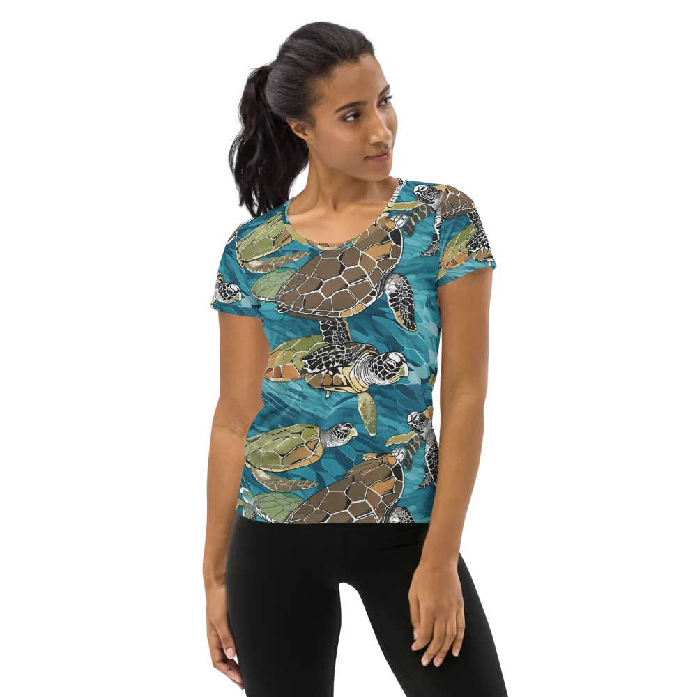 Ocean Mosaic on Women's Athletic T-Shirt — Front