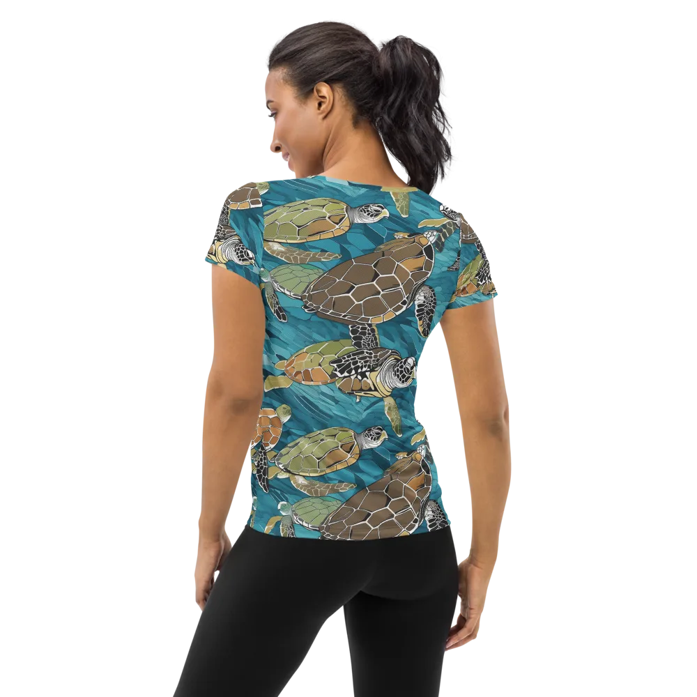 Ocean Mosaic on Women's Athletic T-Shirt — Back