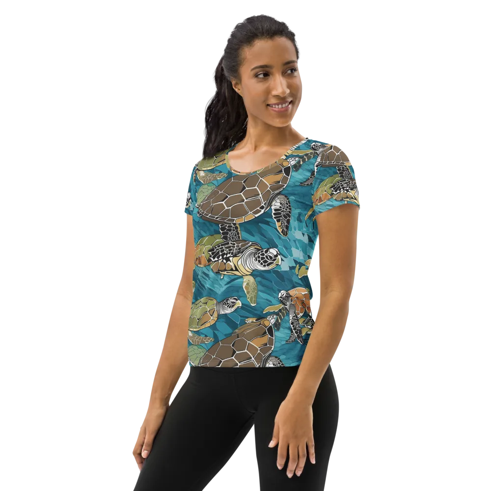 Ocean Mosaic on Women's Athletic T-Shirt — Left