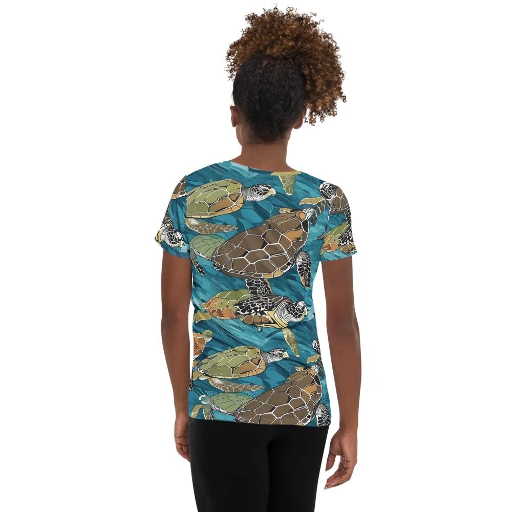 Ocean Mosaic on Women's Athletic T-Shirt — Back
