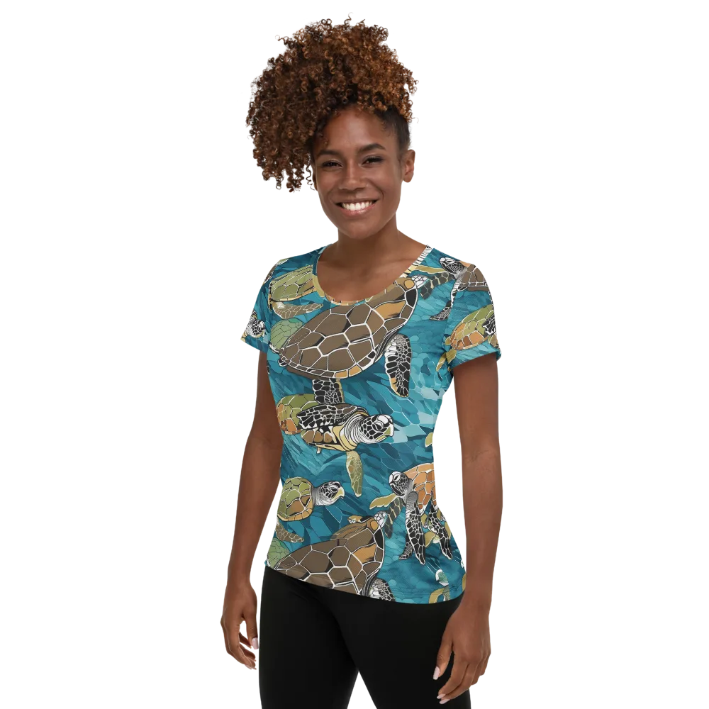 Ocean Mosaic on Women's Athletic T-Shirt — Left