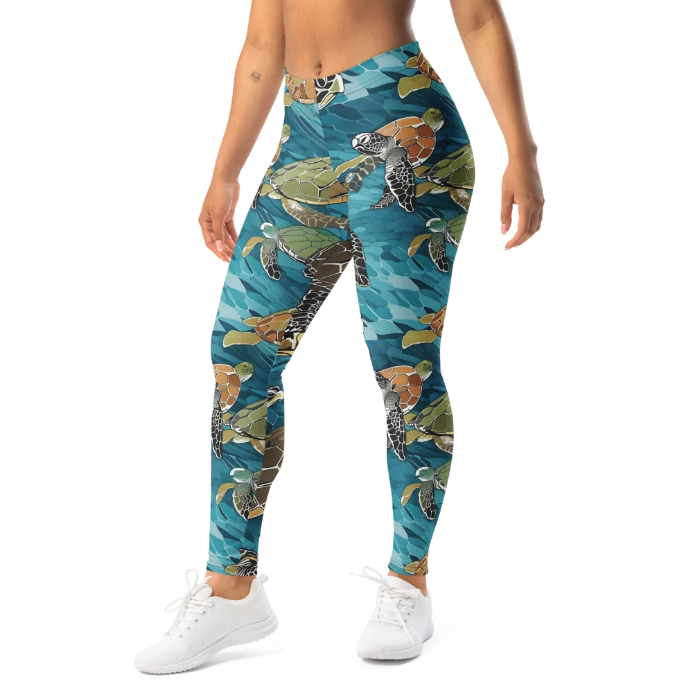 Ocean Mosaic on Leggings — Left Front