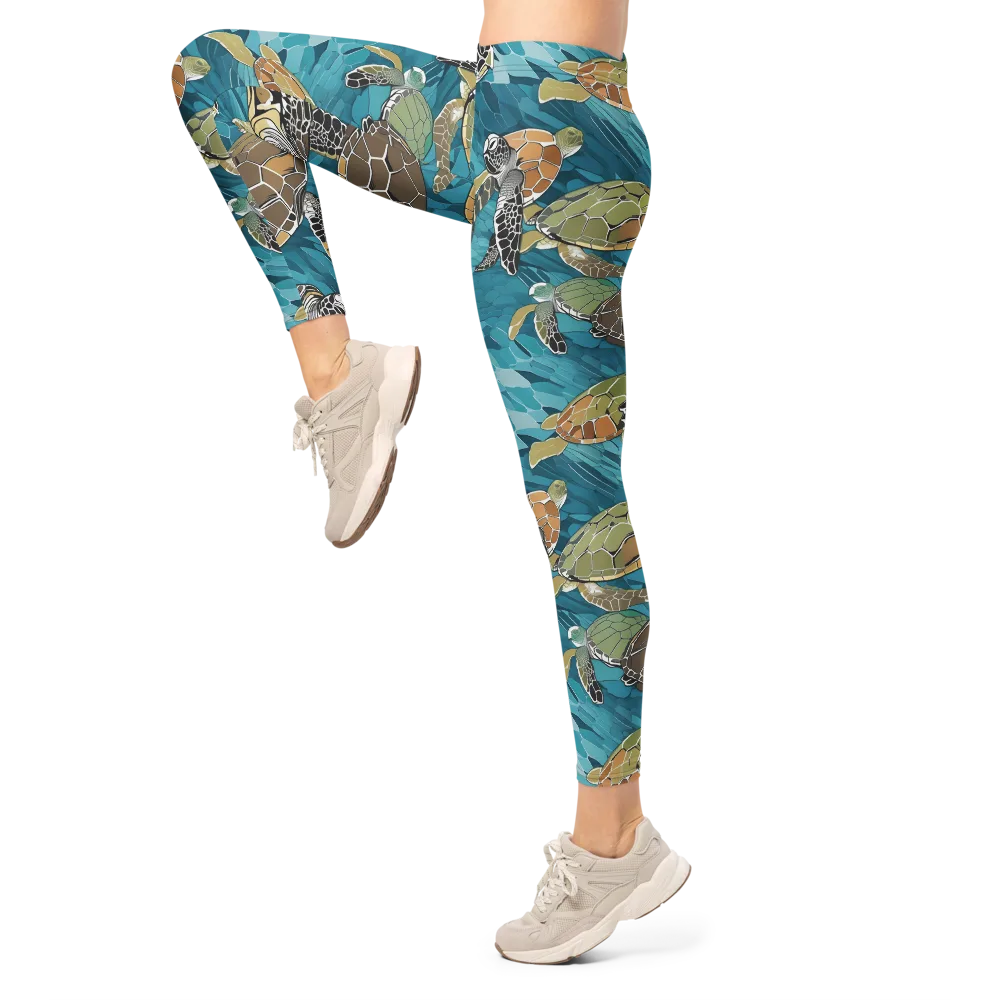 Ocean Mosaic on Leggings — Left