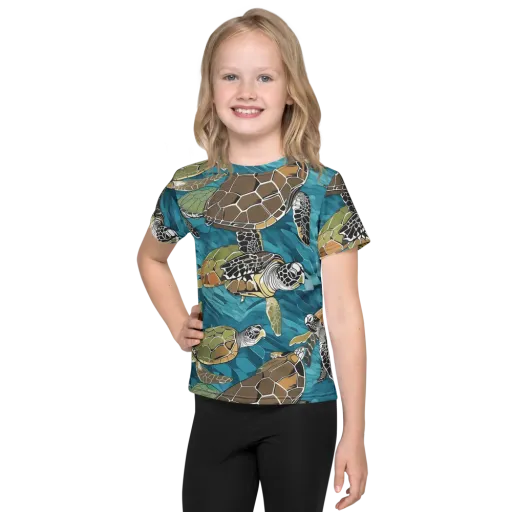 Ocean Mosaic on a Kids Crew Neck T-Shirt