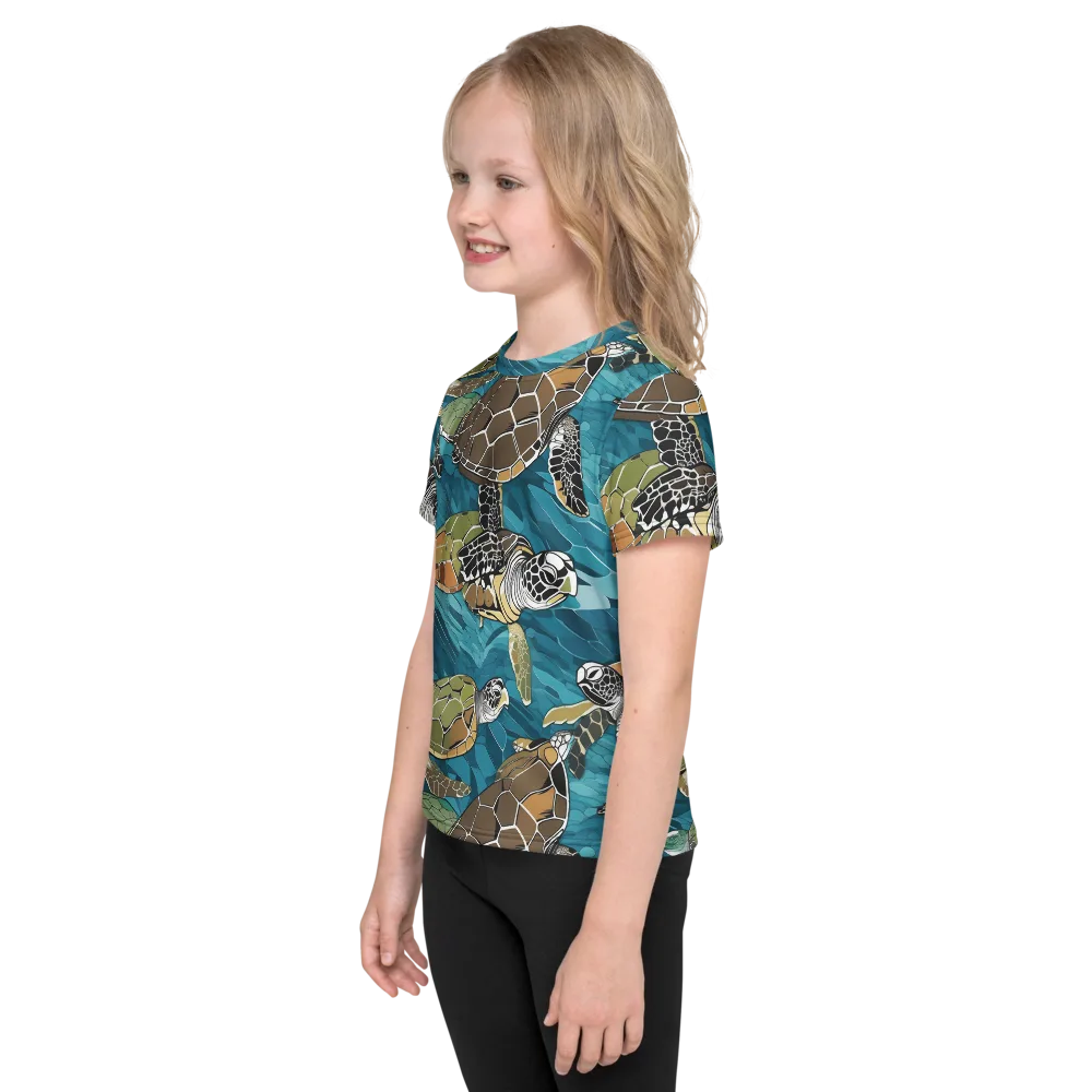 Ocean Mosaic on Kids Crew Neck T-Shirt — Left