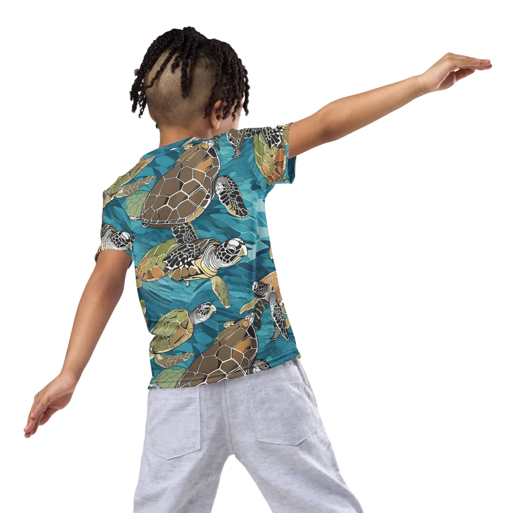 Ocean Mosaic on Kids Crew Neck T-Shirt — Back