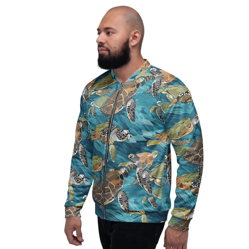 Ocean Mosaic on Bomber Jacket — Left