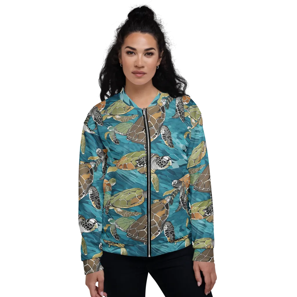 Ocean Mosaic on Bomber Jacket — Front