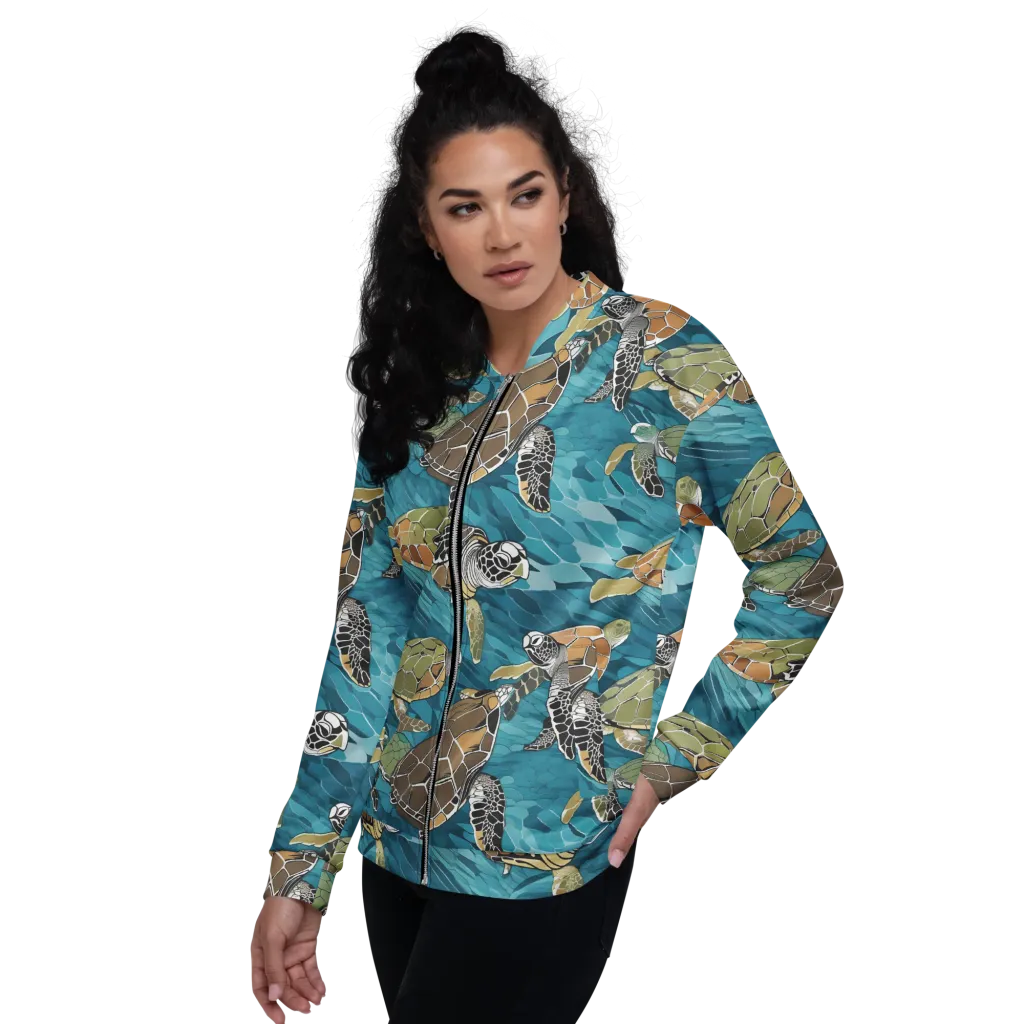 Ocean Mosaic on Bomber Jacket — Left