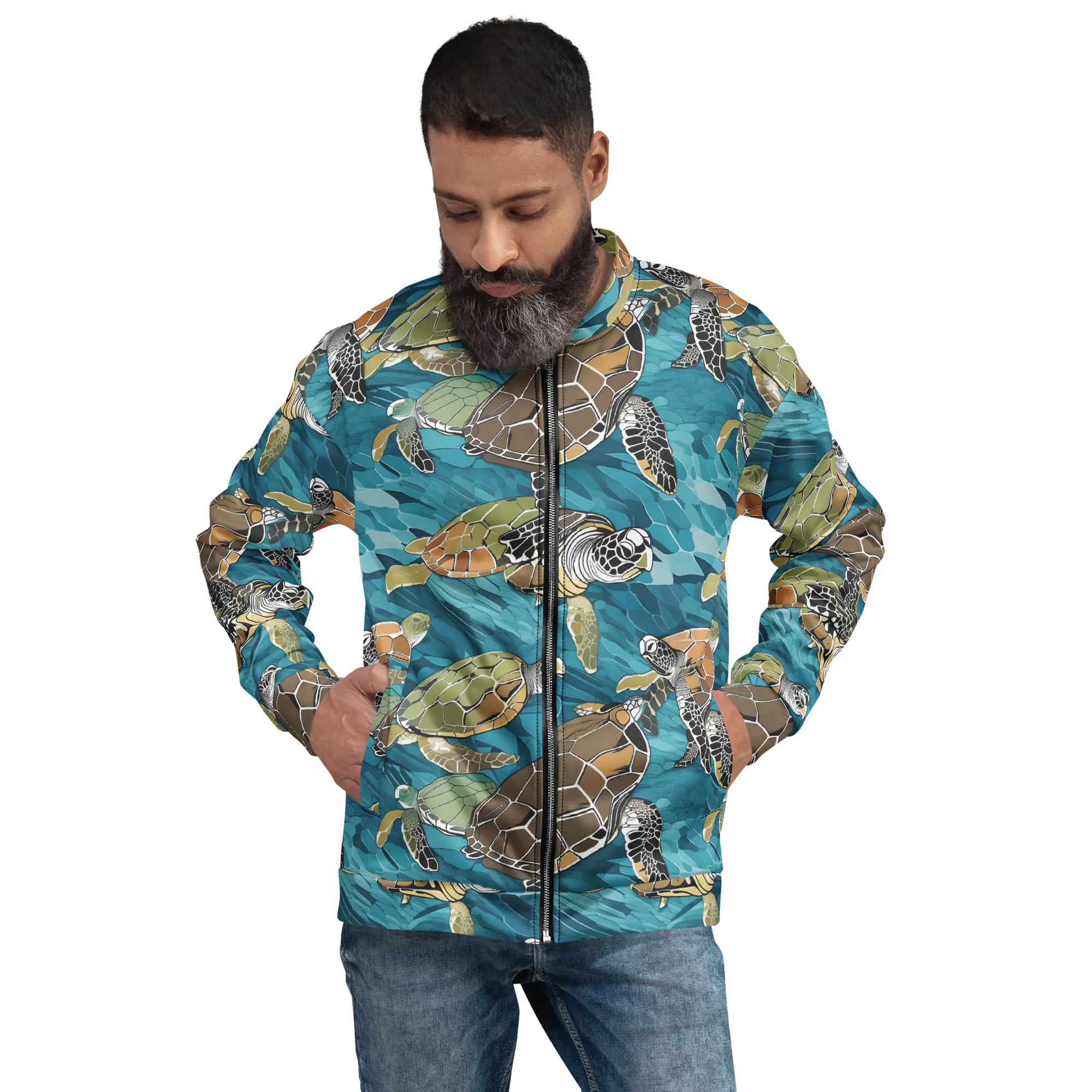 Ocean Mosaic on Bomber Jacket — Front