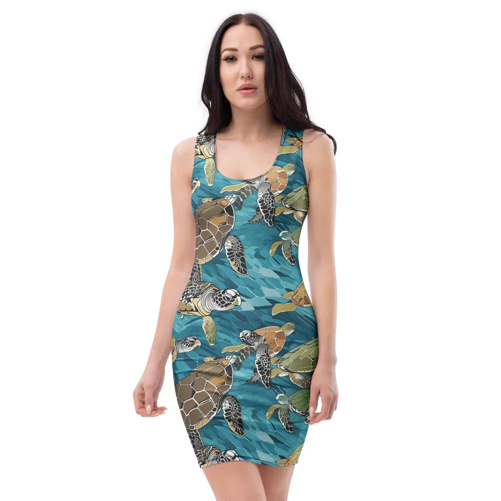 Ocean Mosaic on Bodycon Dress — Front