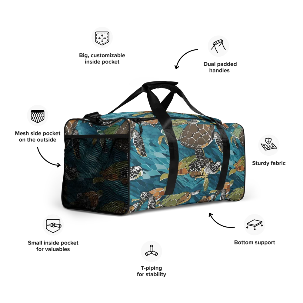 Ocean Mosaic on Duffle Bag — Right Front