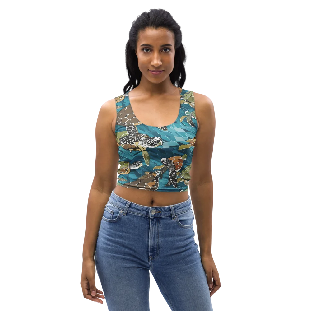 Ocean Mosaic on Crop Top — Front