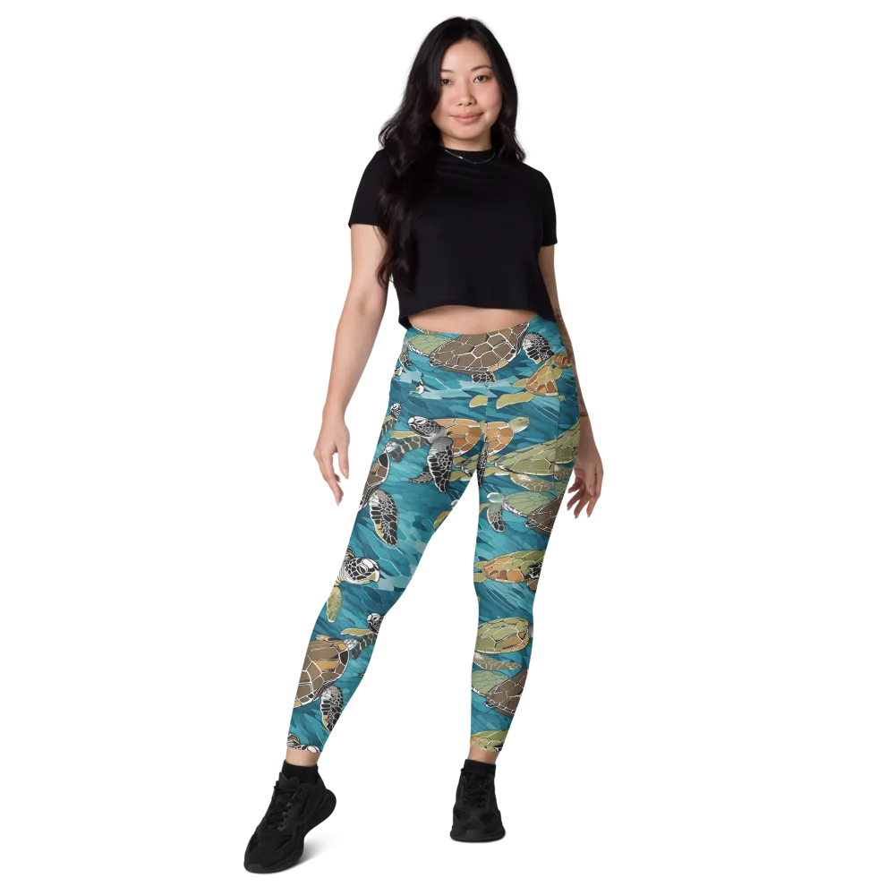 Ocean Mosaic on Leggings with Pockets — Front