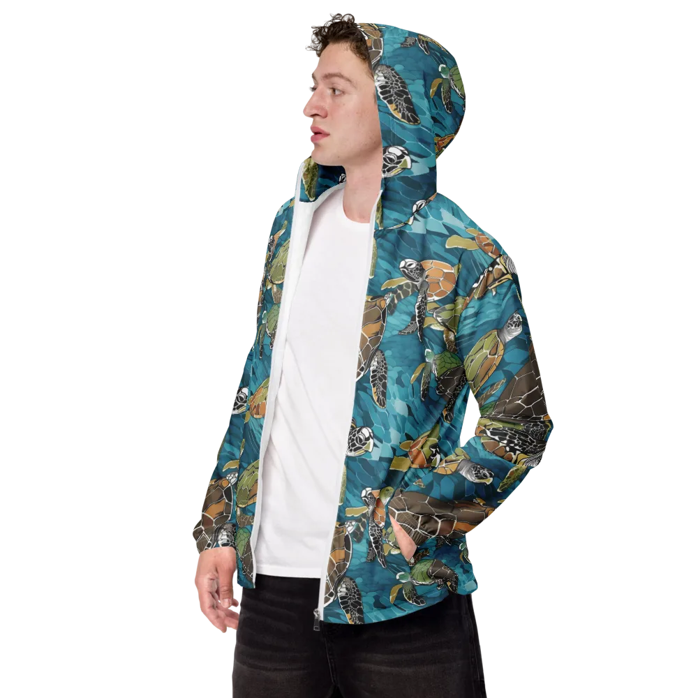 Ocean Mosaic on Men's Windbreaker — Left Front