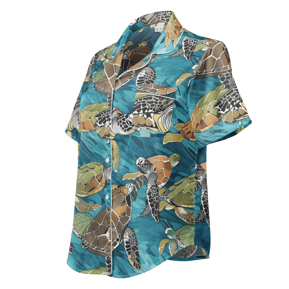 Ocean Mosaic on Women's Short Sleeve Pajama Top — Left Front