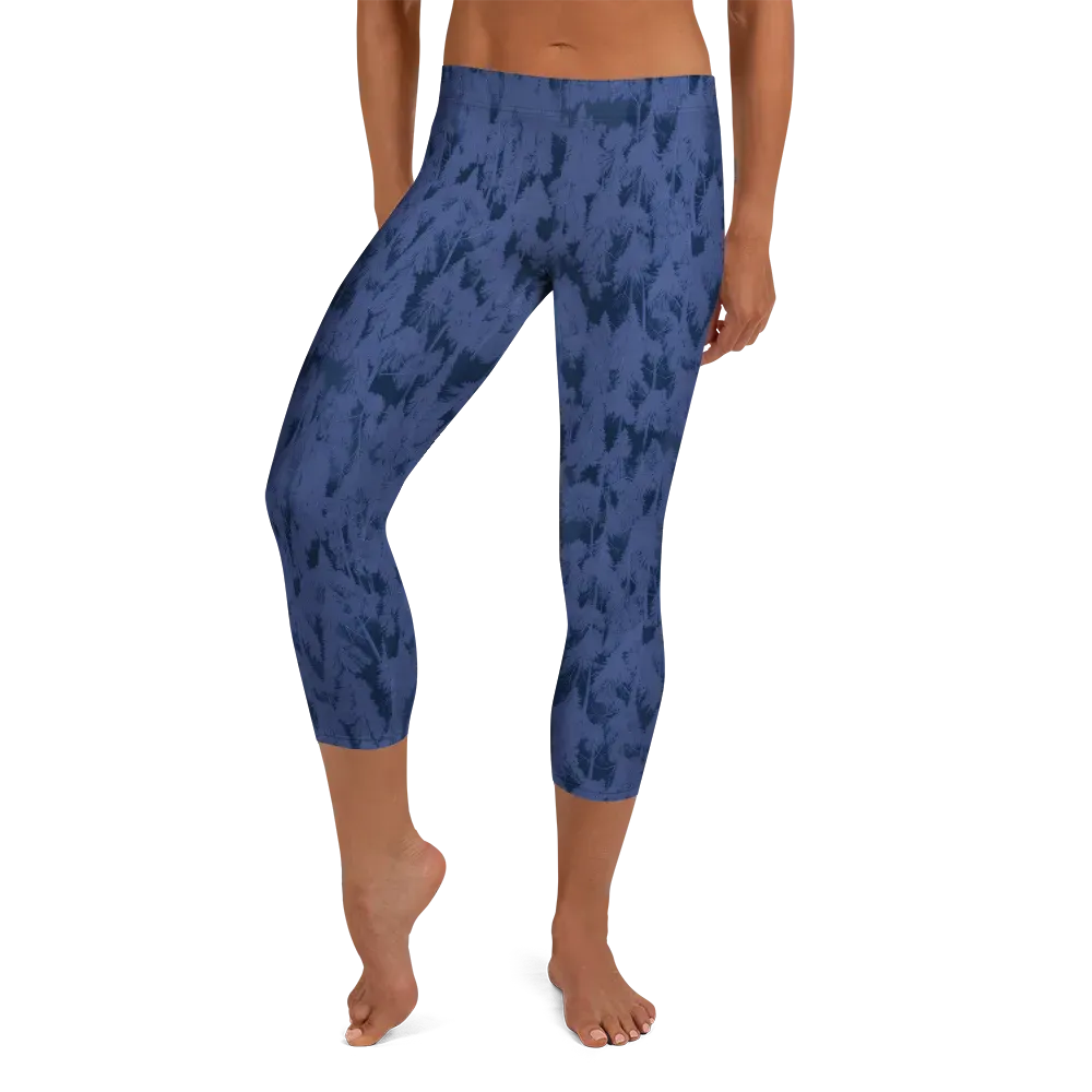 Midnight Fir on Capri Leggings — Front