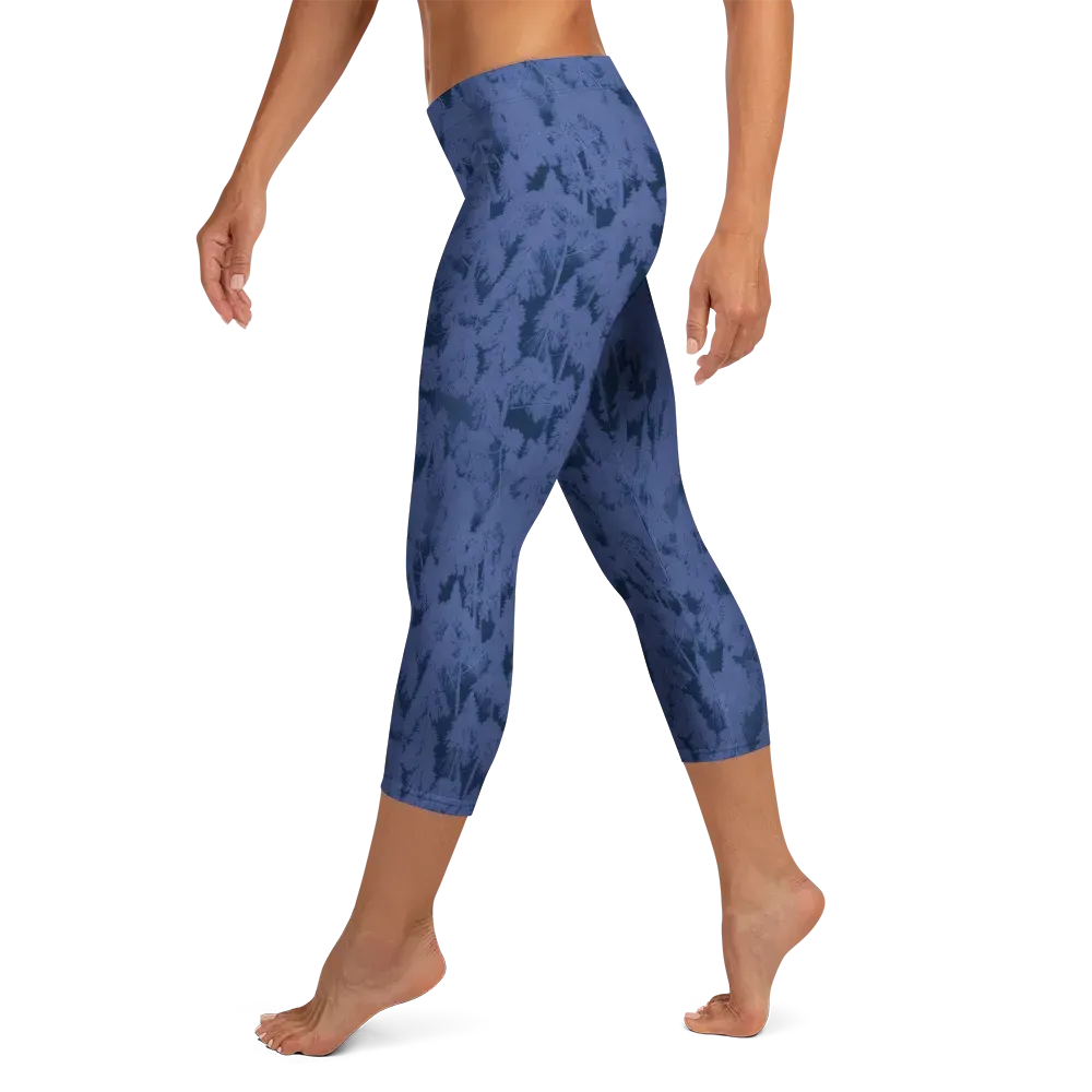 Midnight Fir on Capri Leggings — Left