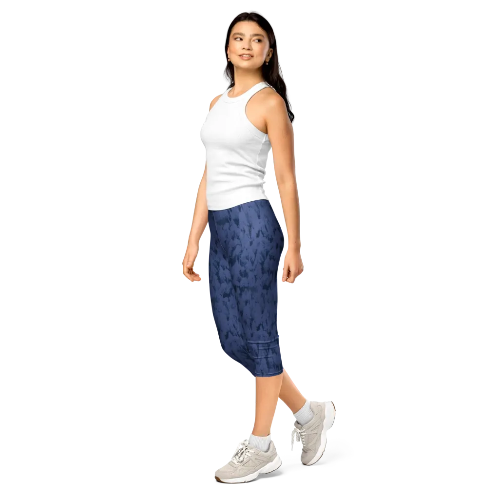 Midnight Fir on Capri Leggings — Left Front