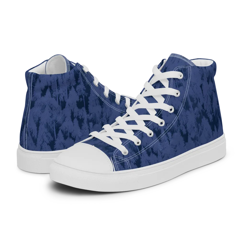 Midnight Fir on Women's High Top Canvas Shoes — Left