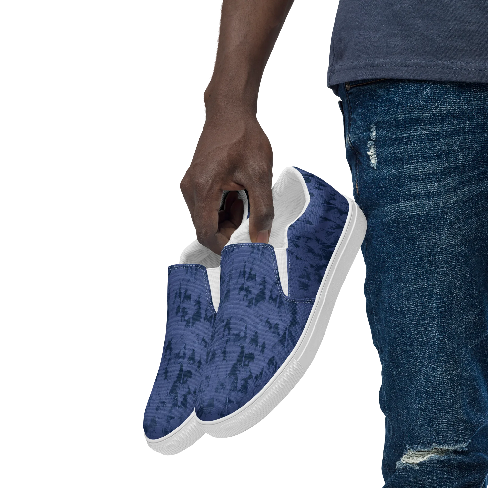 Midnight Fir on Men's Slip-On Canvas Shoes — Left Front