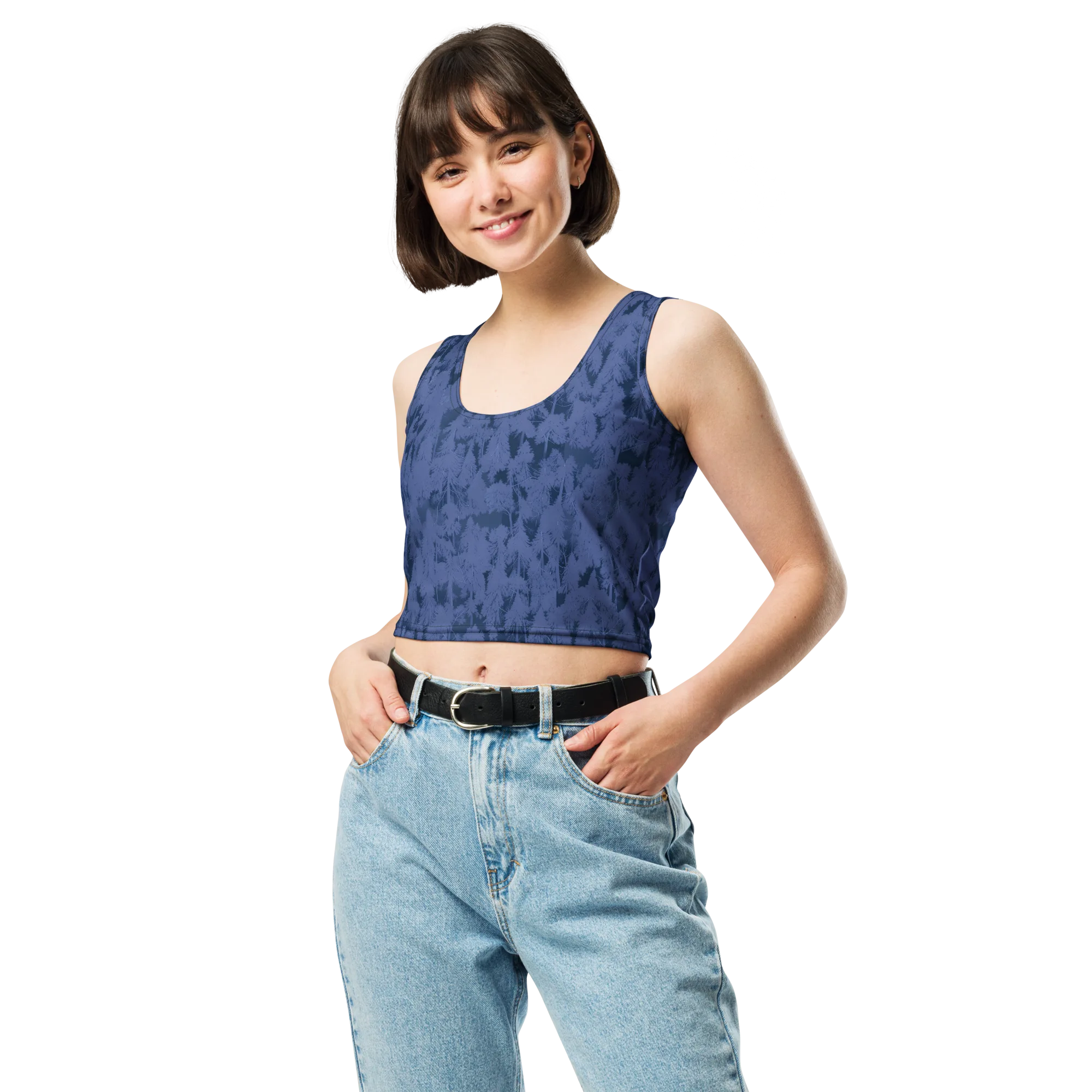 Midnight Fir on Crop Top — Front
