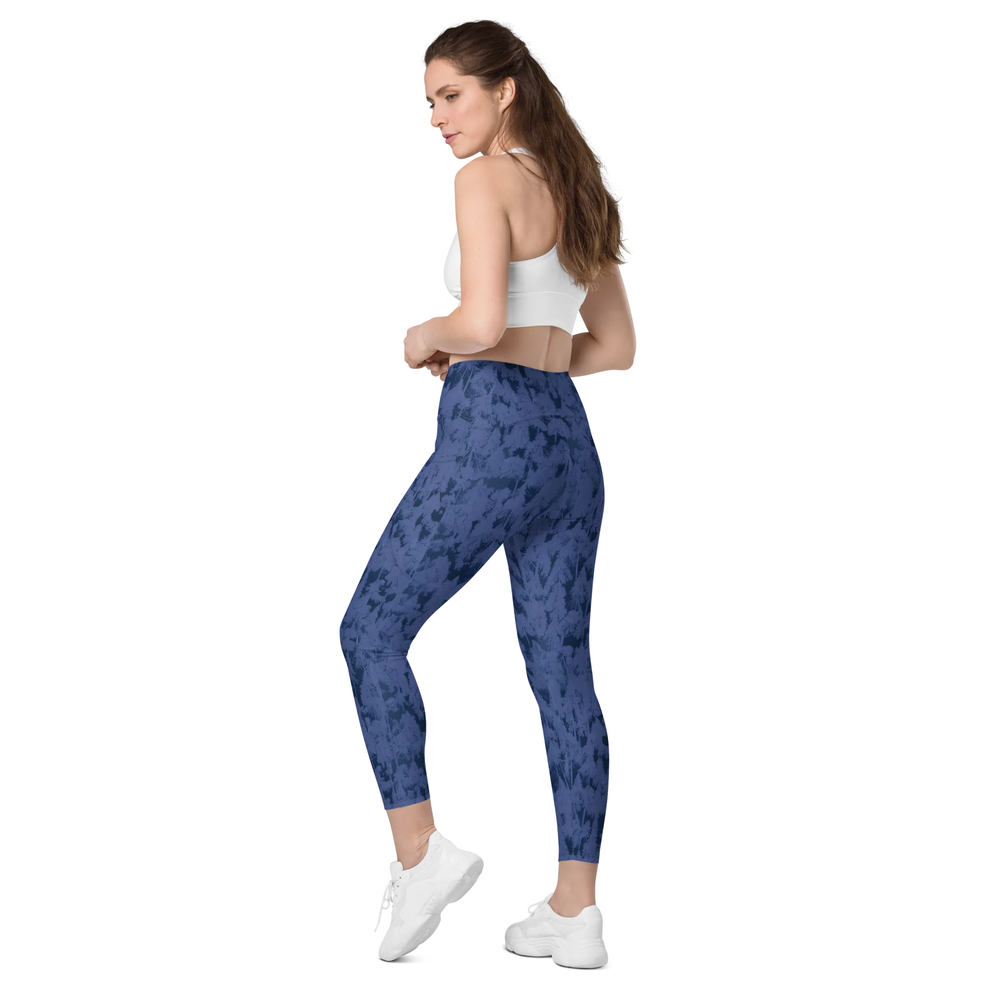Midnight Fir on Leggings with Pockets — Left Back