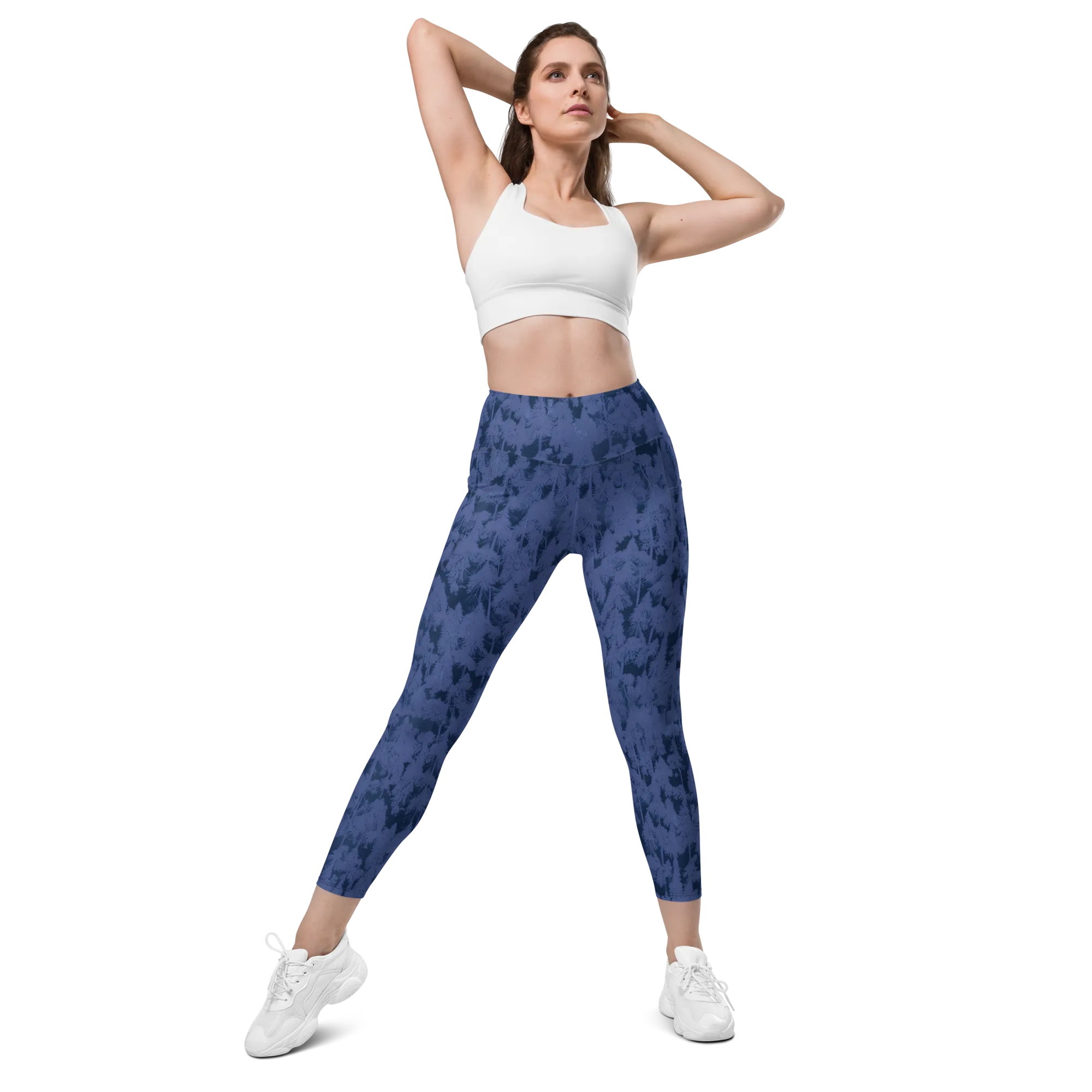 Midnight Fir on Leggings with Pockets — Front