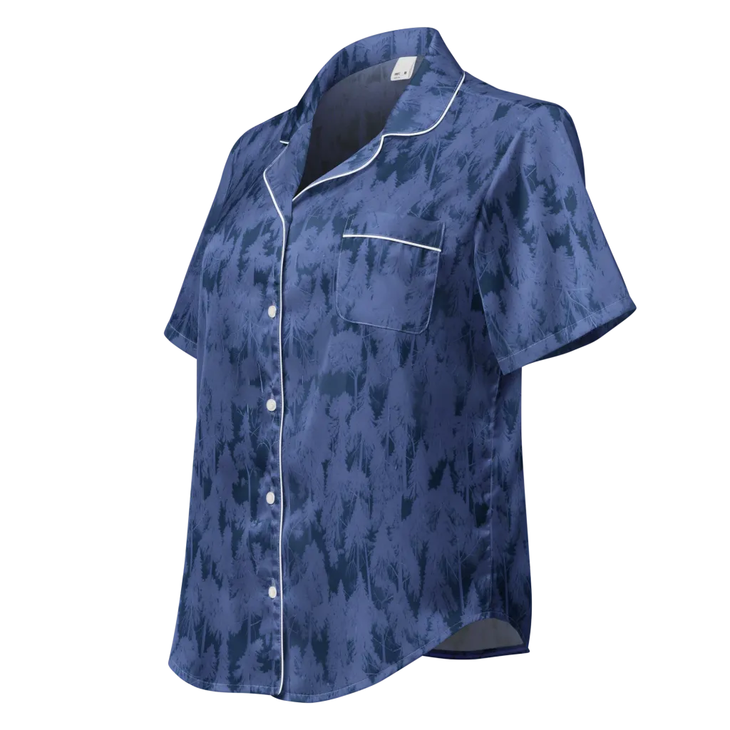 Midnight Fir on Women's Short Sleeve Pajama Top — Left Front