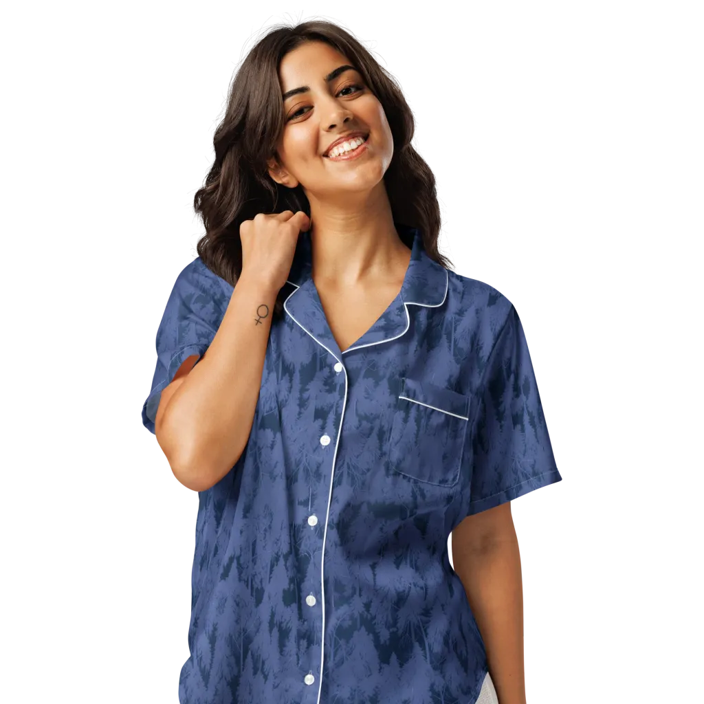 Midnight Fir on Women's Short Sleeve Pajama Top — Front