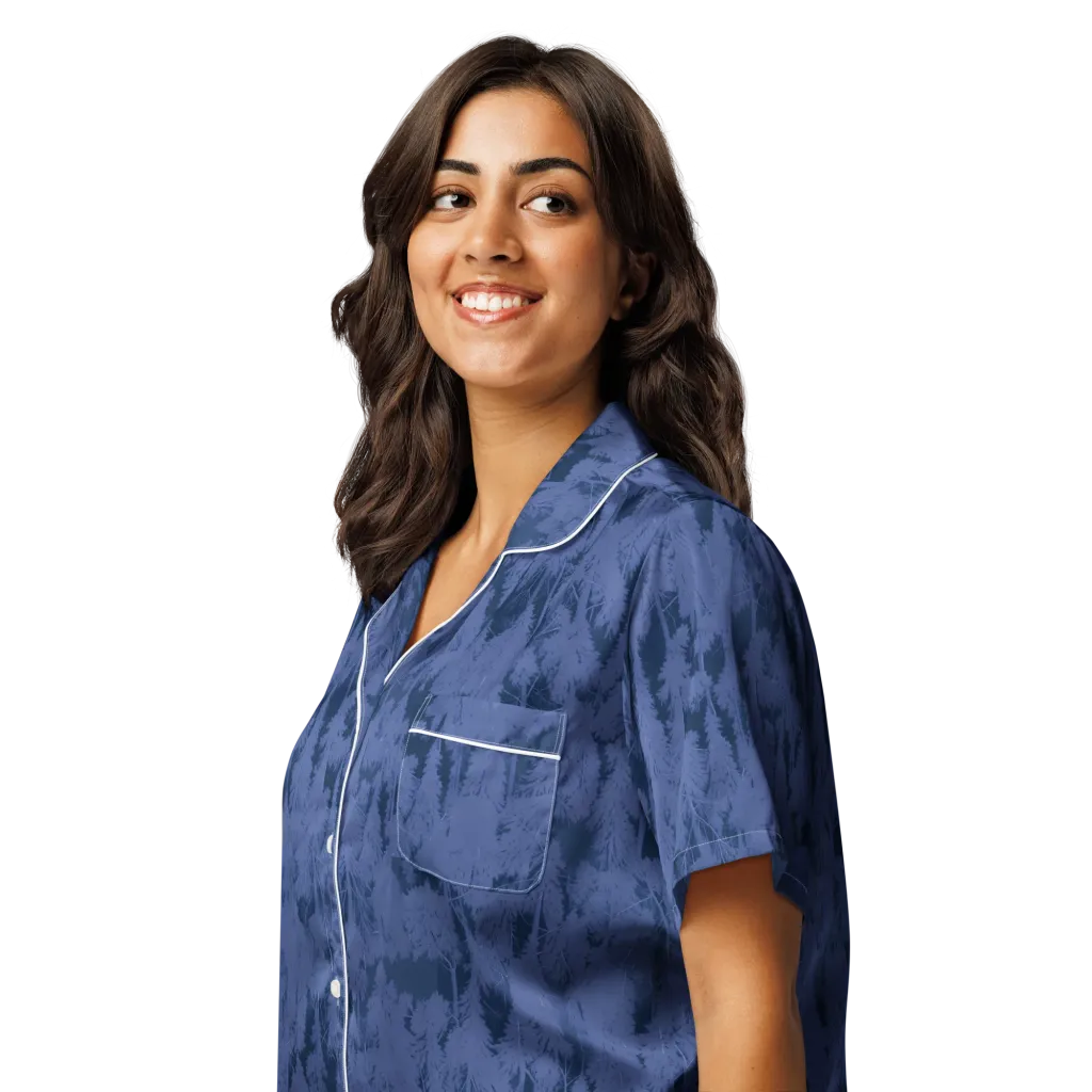 Midnight Fir on Women's Short Sleeve Pajama Top — Left Front
