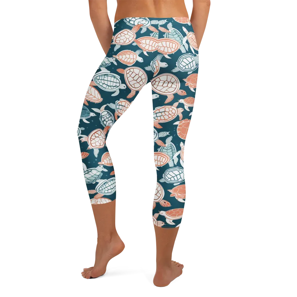 Shells At Sea on Capri Leggings — Back