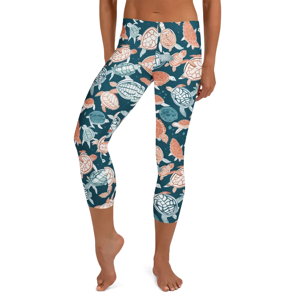 Shells At Sea on Capri Leggings — Front