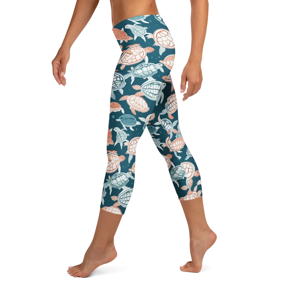 Shells At Sea on Capri Leggings — Left
