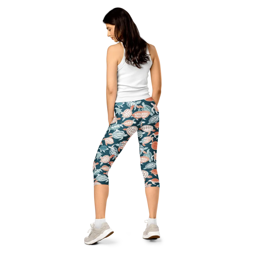 Shells At Sea on Capri Leggings — Back