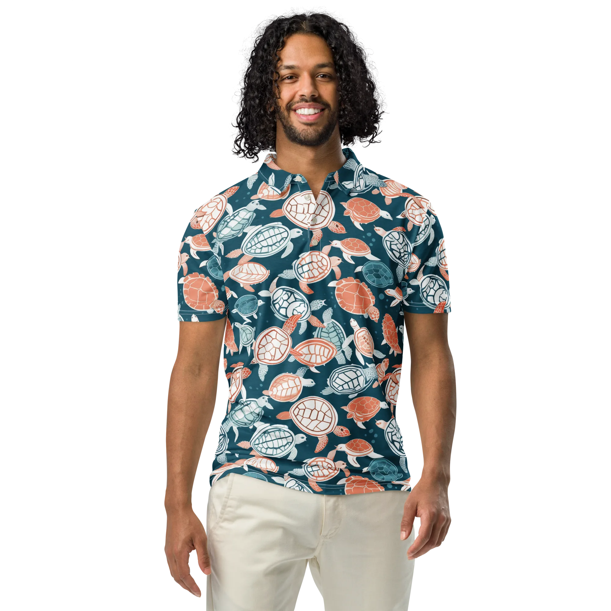 Shells At Sea on Men's Slim Fit Polo Shirt — Front