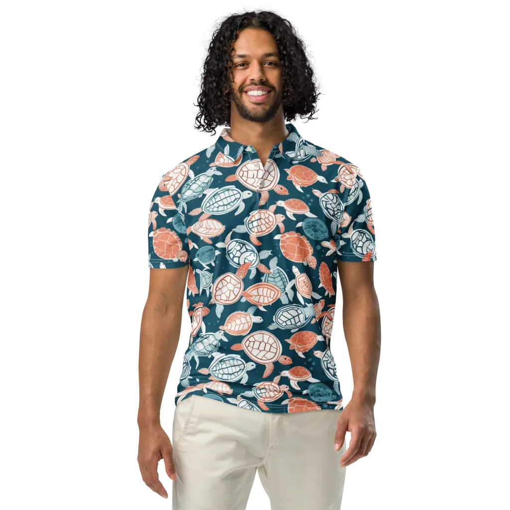Shells At Sea on Men's Slim Fit Polo Shirt — Front