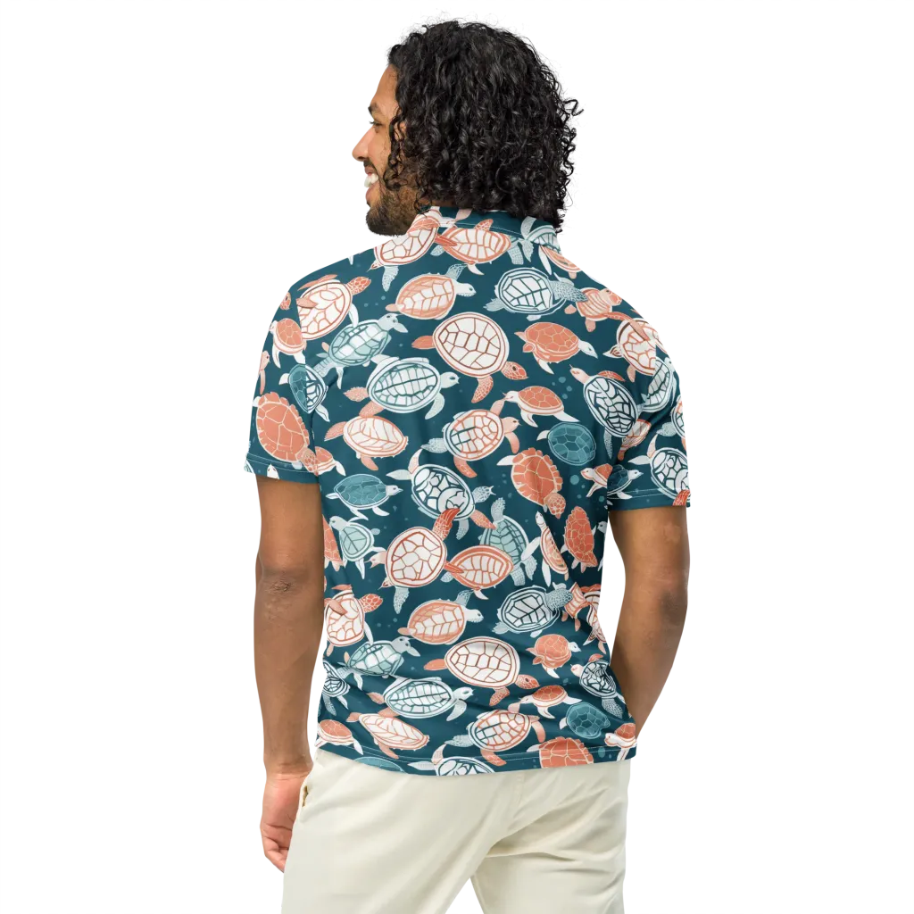 Shells At Sea on Men's Slim Fit Polo Shirt — Back